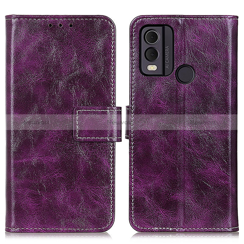 Leather Case Stands Flip Cover Holder K04Z for Nokia C22 Purple