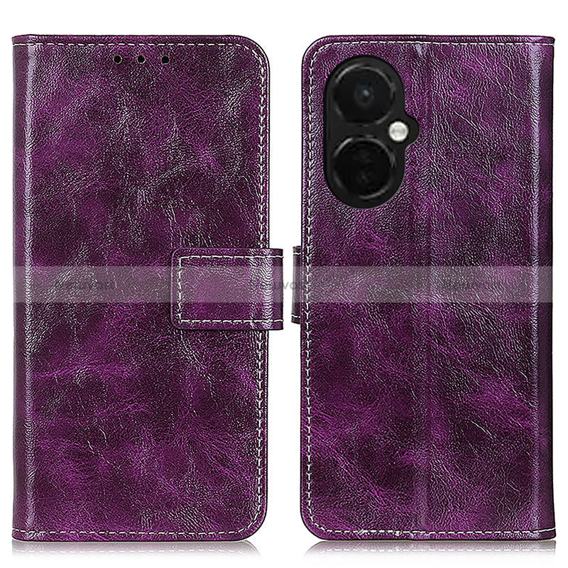 Leather Case Stands Flip Cover Holder K04Z for OnePlus Nord CE 3 5G Purple