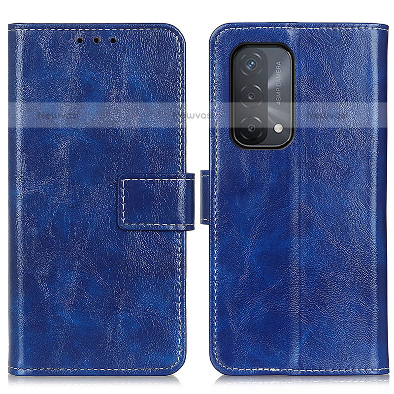 Leather Case Stands Flip Cover Holder K04Z for OnePlus Nord N200 5G Blue