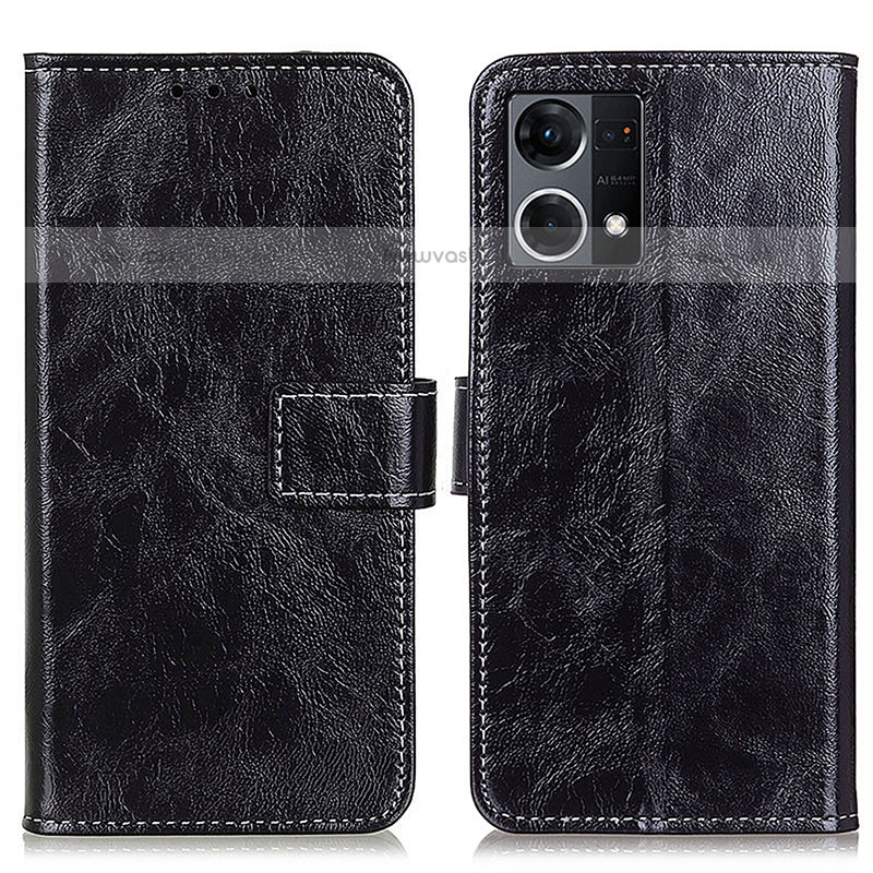 Leather Case Stands Flip Cover Holder K04Z for Oppo F21s Pro 4G Black