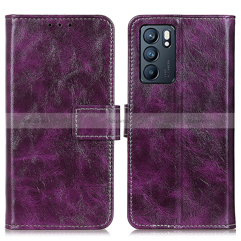 Leather Case Stands Flip Cover Holder K04Z for Oppo Reno6 5G