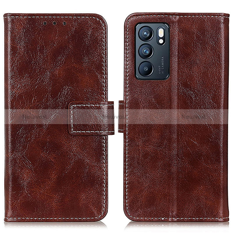 Leather Case Stands Flip Cover Holder K04Z for Oppo Reno6 5G