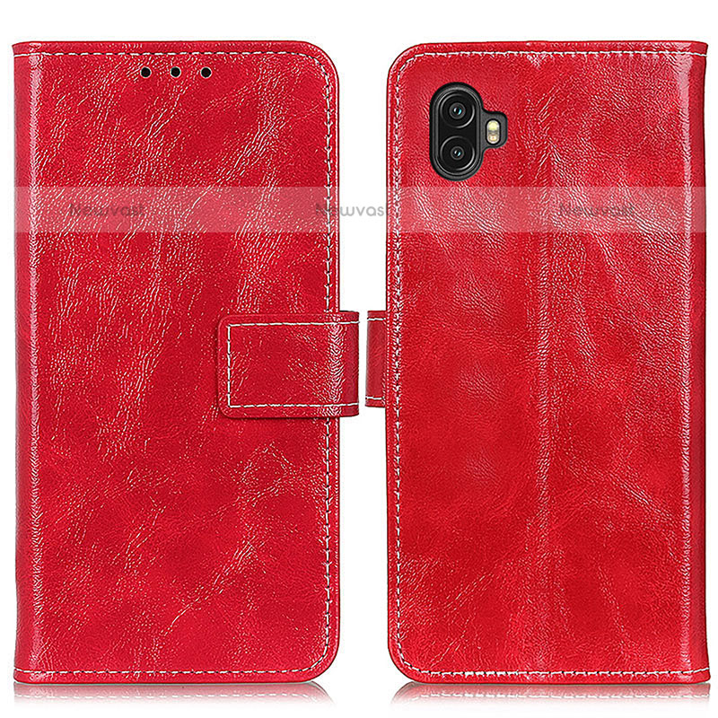 Leather Case Stands Flip Cover Holder K04Z for Samsung Galaxy XCover 6 Pro 5G Red