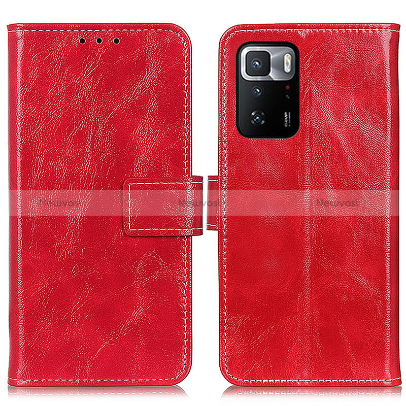 Leather Case Stands Flip Cover Holder K04Z for Xiaomi Poco X3 GT 5G Red