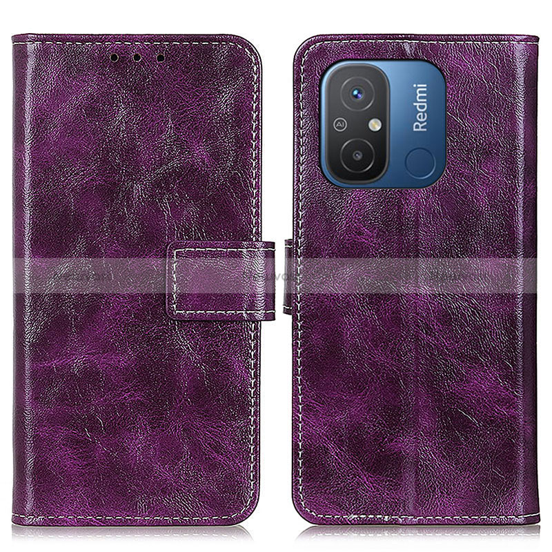 Leather Case Stands Flip Cover Holder K04Z for Xiaomi Redmi 12C 4G Purple