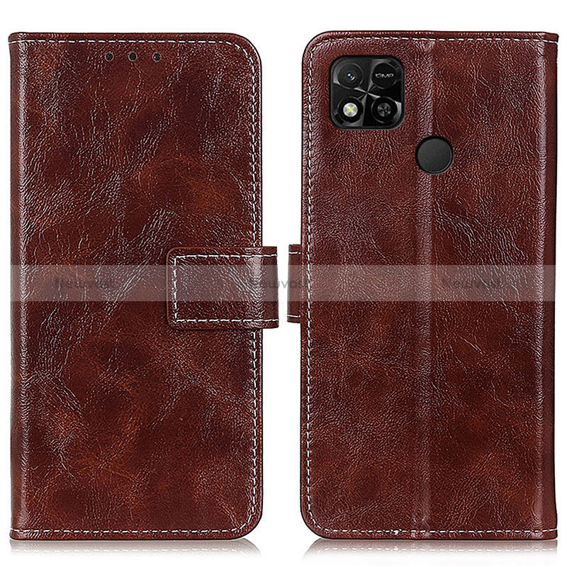 Leather Case Stands Flip Cover Holder K04Z for Xiaomi Redmi 9C NFC Brown