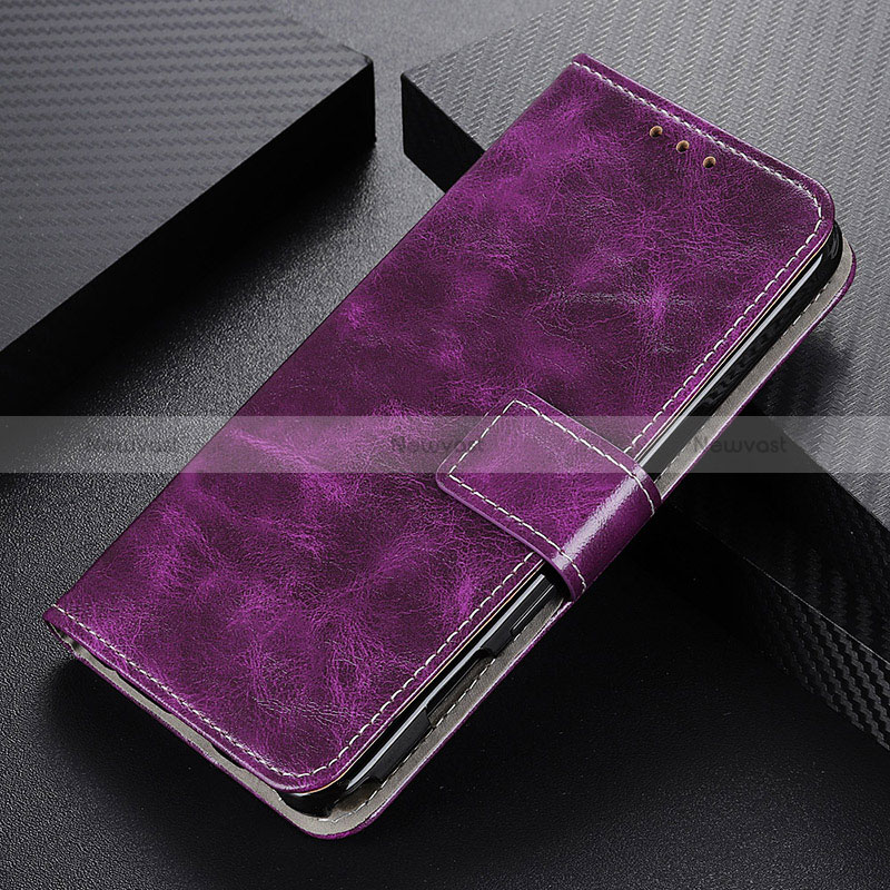 Leather Case Stands Flip Cover Holder K04Z for Xiaomi Redmi 9T 4G Purple