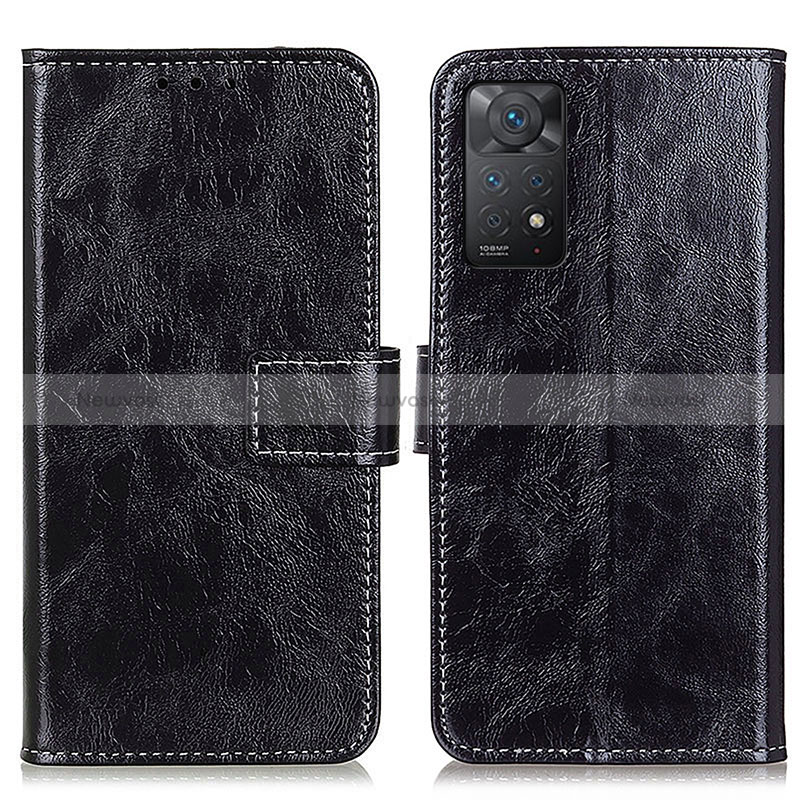 Leather Case Stands Flip Cover Holder K04Z for Xiaomi Redmi Note 11 Pro 4G Black
