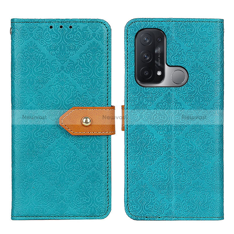 Leather Case Stands Flip Cover Holder K05Z for Oppo Reno5 A Green