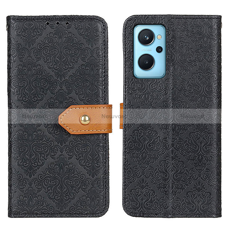 Leather Case Stands Flip Cover Holder K05Z for Realme 9i 4G Black