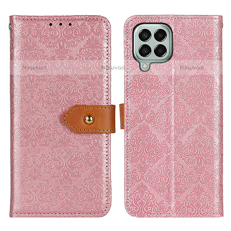 Leather Case Stands Flip Cover Holder K05Z for Samsung Galaxy M33 5G Pink