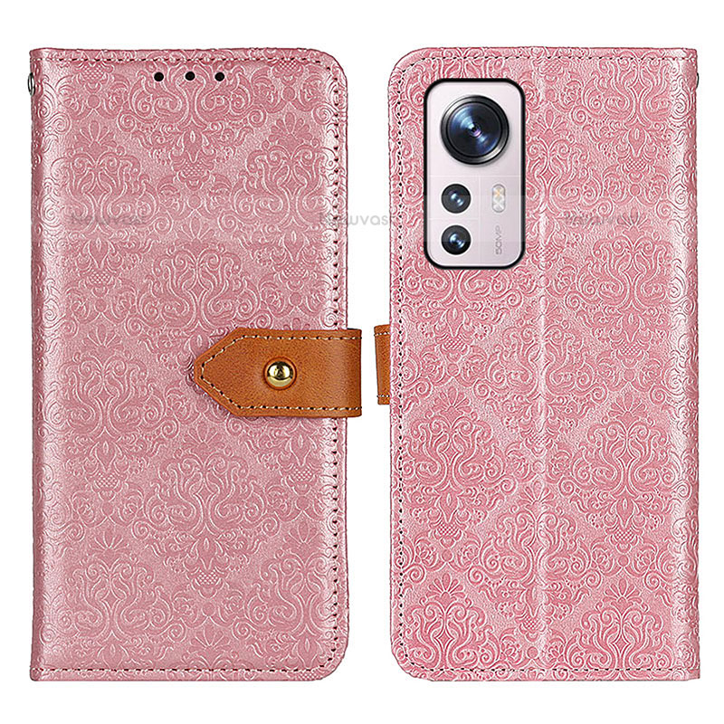 Leather Case Stands Flip Cover Holder K05Z for Xiaomi Mi 12S Pro 5G Pink