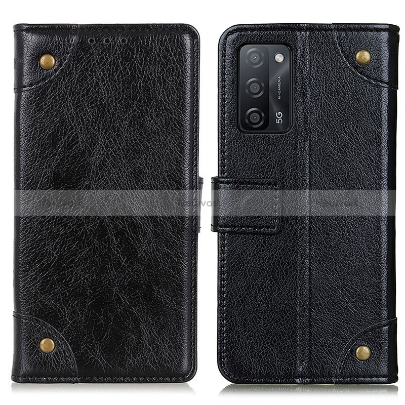 Leather Case Stands Flip Cover Holder K06Z for Oppo A56 5G Black