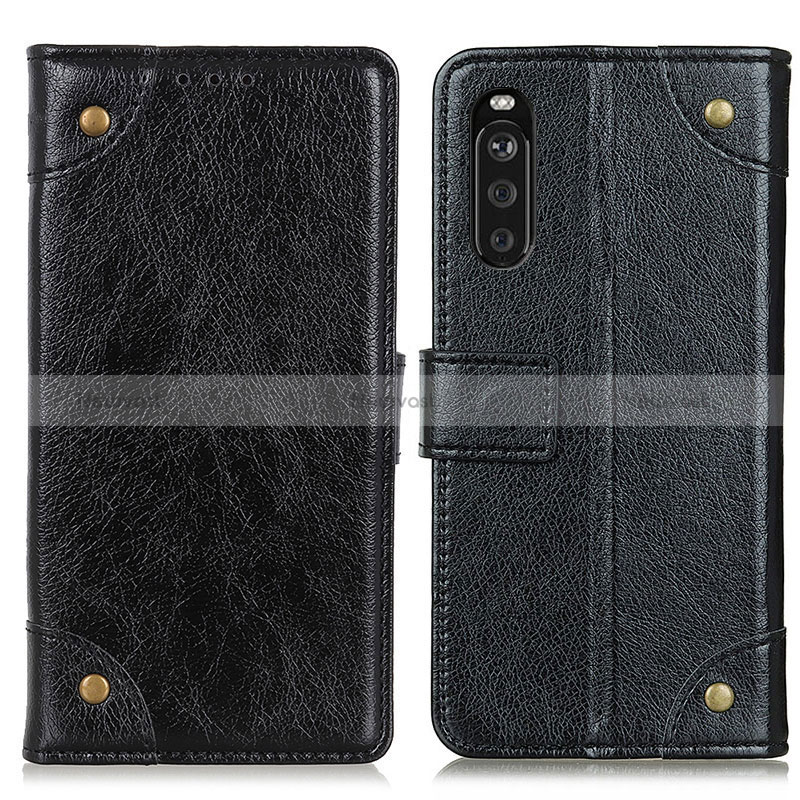 Leather Case Stands Flip Cover Holder K06Z for Sony Xperia 10 III Black