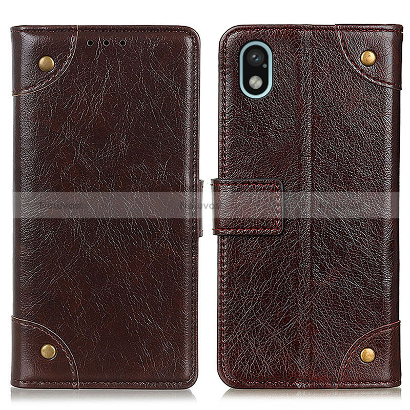 Leather Case Stands Flip Cover Holder K06Z for Sony Xperia Ace III Brown
