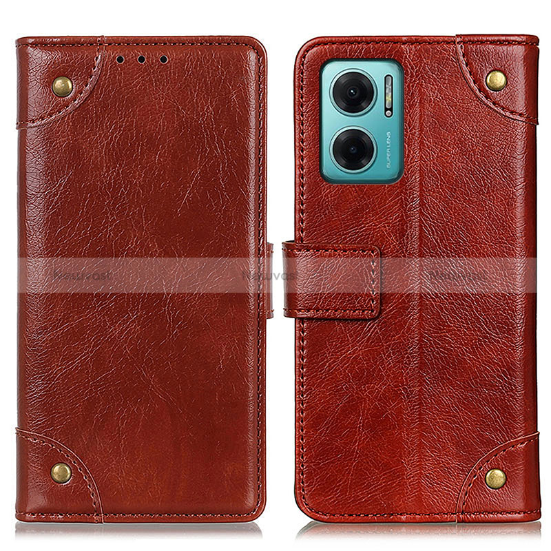 Leather Case Stands Flip Cover Holder K06Z for Xiaomi Redmi Note 11E 5G Light Brown
