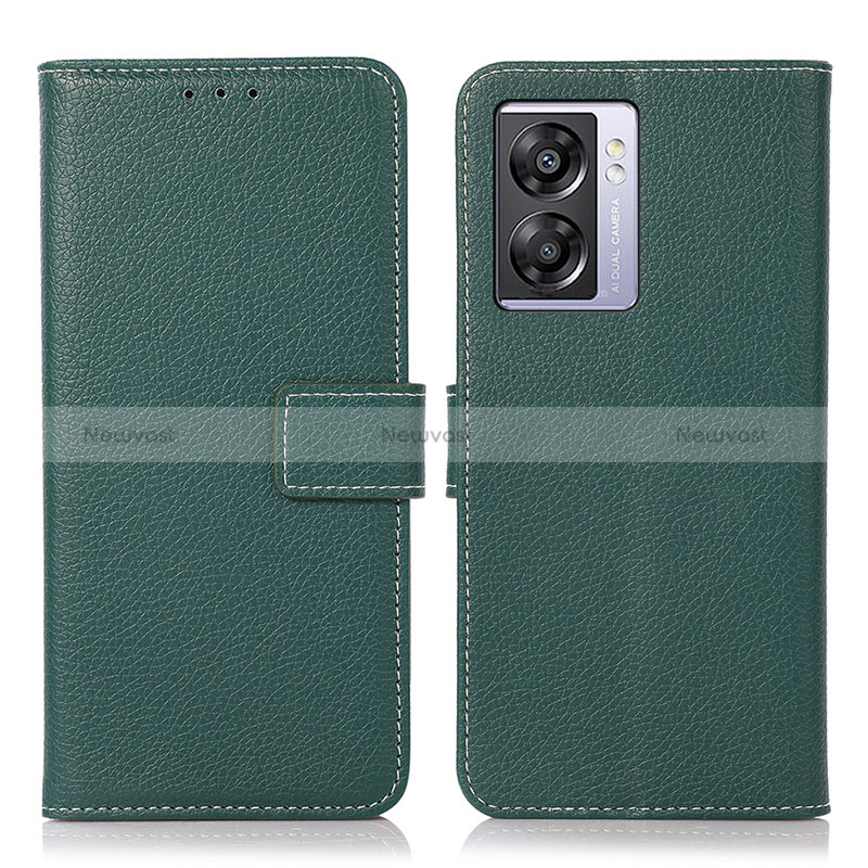 Leather Case Stands Flip Cover Holder K07Z for Oppo A56S 5G Green