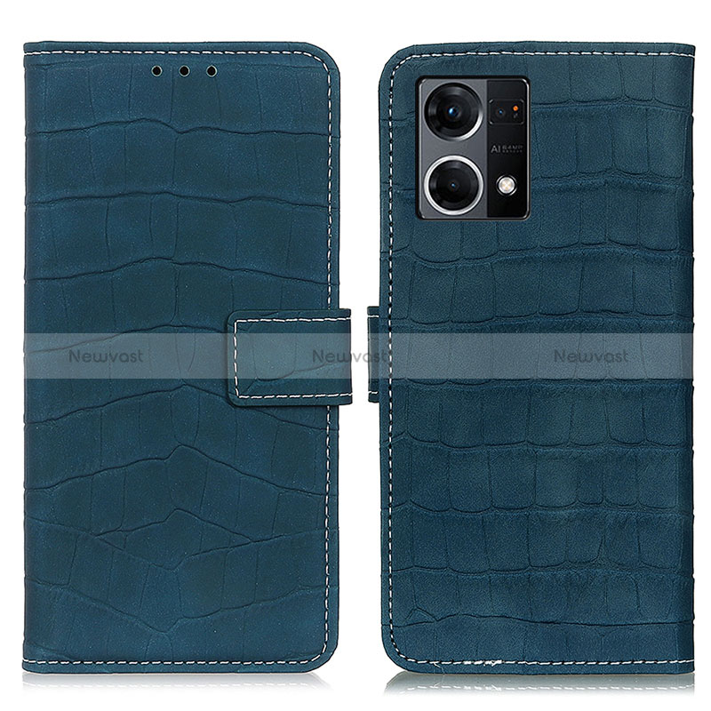 Leather Case Stands Flip Cover Holder K07Z for Oppo Reno8 4G Green