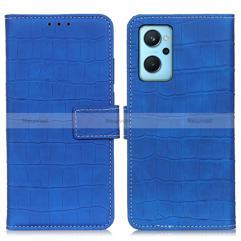 Leather Case Stands Flip Cover Holder K07Z for Realme 9i 4G Blue