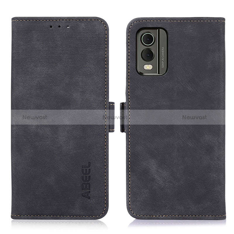 Leather Case Stands Flip Cover Holder K08Z for Nokia C32 Black