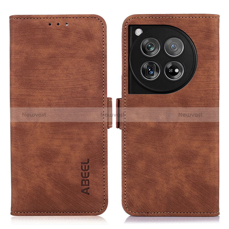 Leather Case Stands Flip Cover Holder K08Z for OnePlus Ace 3 5G Brown