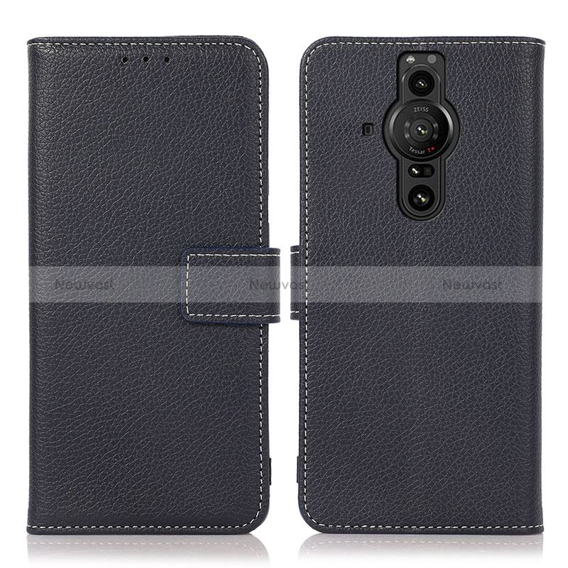 Leather Case Stands Flip Cover Holder K08Z for Sony Xperia PRO-I Navy Blue