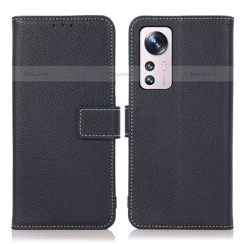 Leather Case Stands Flip Cover Holder K08Z for Xiaomi Mi 12X 5G Navy Blue