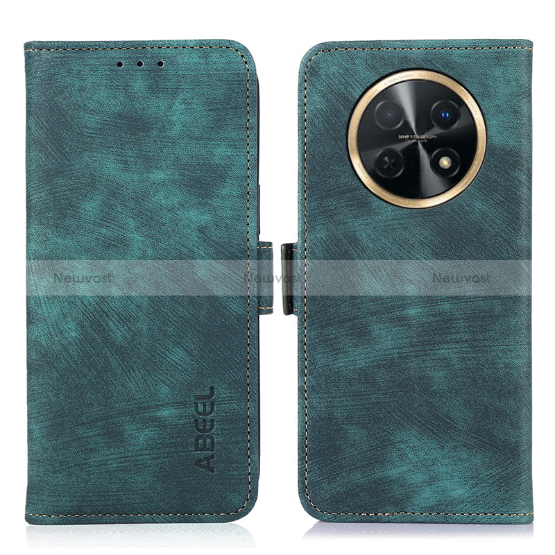 Leather Case Stands Flip Cover Holder K09Z for Huawei Nova Y91 Green