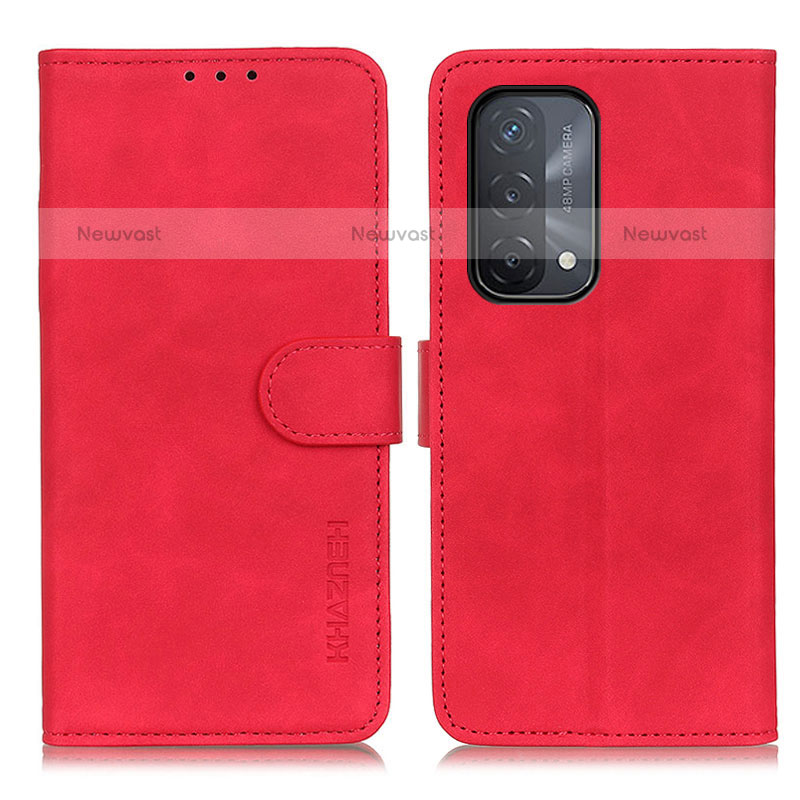 Leather Case Stands Flip Cover Holder K09Z for OnePlus Nord N200 5G Red