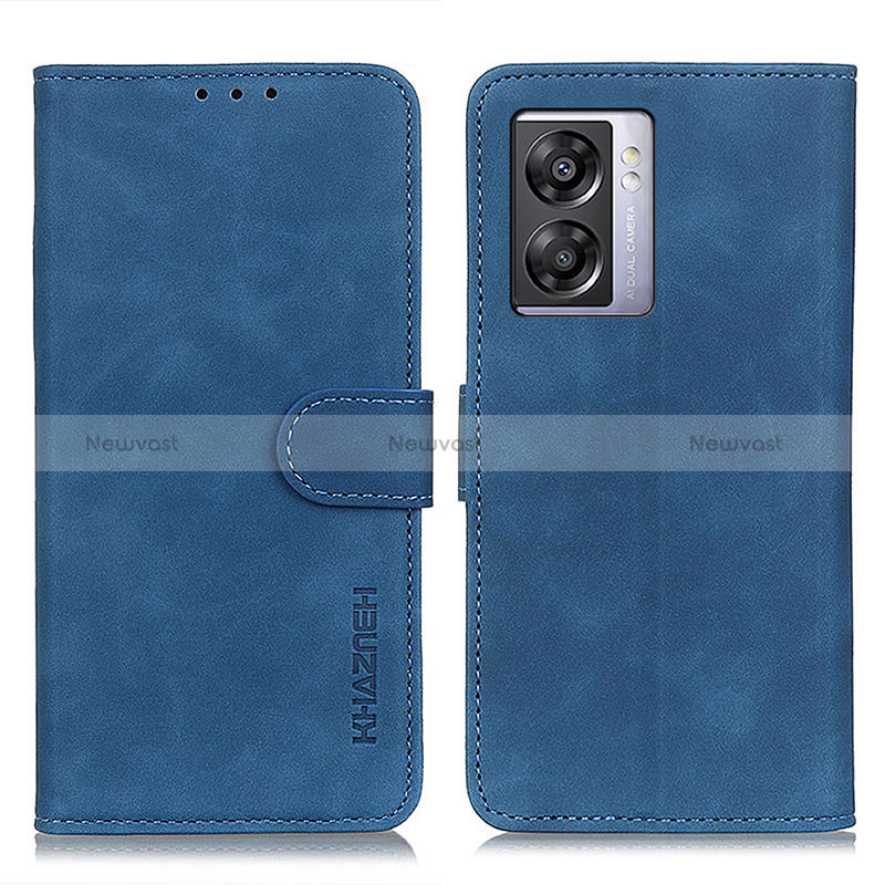 Leather Case Stands Flip Cover Holder K09Z for Oppo A56S 5G Blue