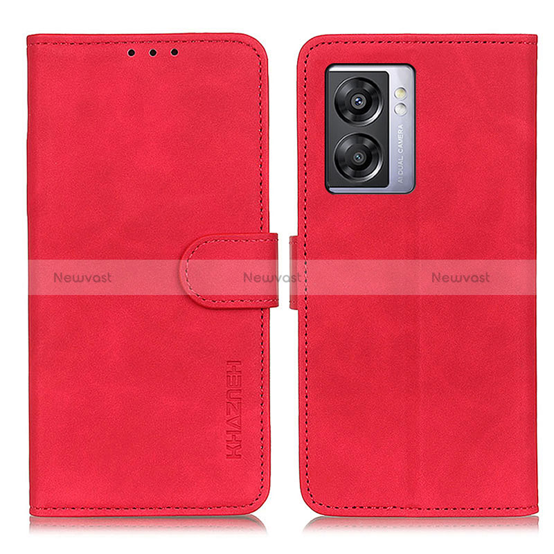 Leather Case Stands Flip Cover Holder K09Z for Oppo A56S 5G Red