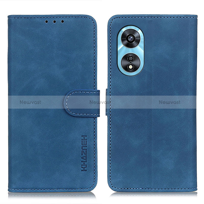 Leather Case Stands Flip Cover Holder K09Z for Oppo A58x 5G Blue