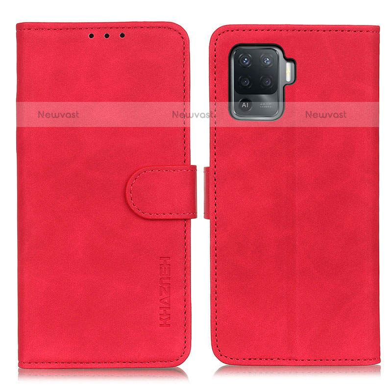 Leather Case Stands Flip Cover Holder K09Z for Oppo A94 4G Red