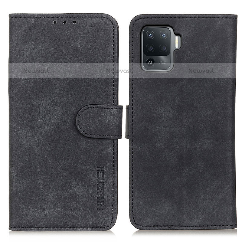Leather Case Stands Flip Cover Holder K09Z for Oppo F19 Pro Black