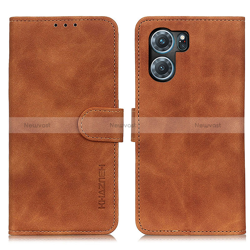Leather Case Stands Flip Cover Holder K09Z for Oppo K10 5G Brown