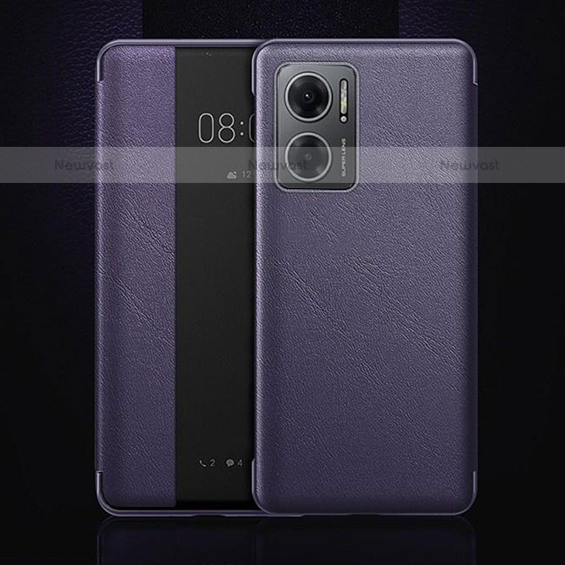 Leather Case Stands Flip Cover Holder L01 for OnePlus Nord N300 5G Purple