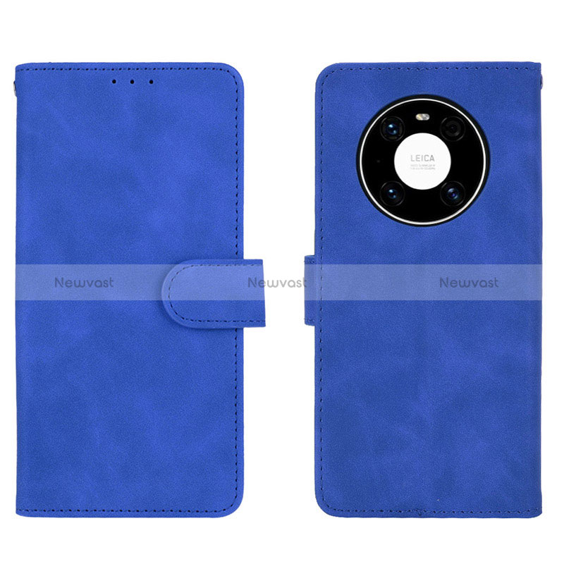 Leather Case Stands Flip Cover Holder L01Z for Huawei Mate 40 Blue