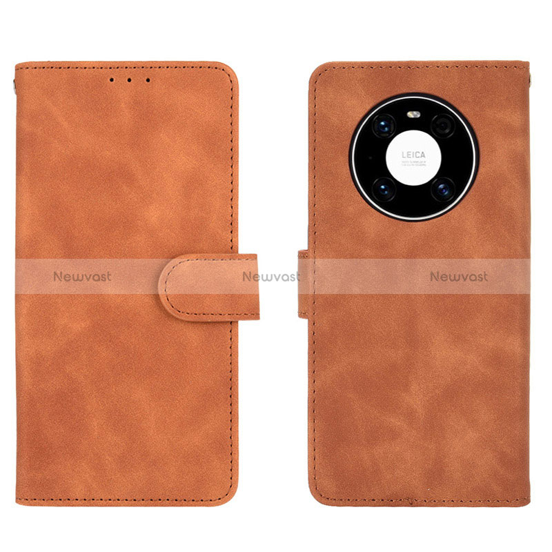 Leather Case Stands Flip Cover Holder L01Z for Huawei Mate 40 Brown