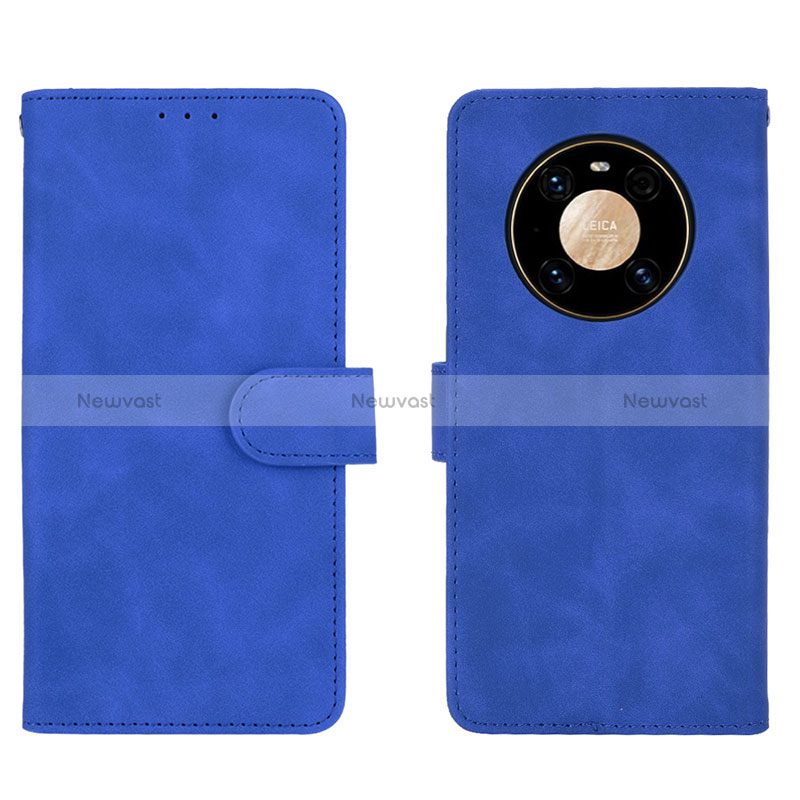 Leather Case Stands Flip Cover Holder L01Z for Huawei Mate 40 Pro Blue