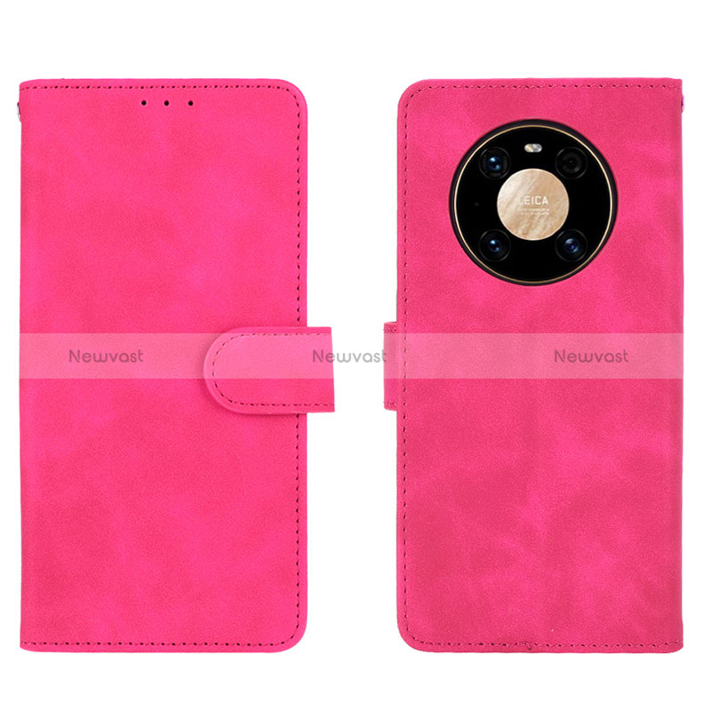 Leather Case Stands Flip Cover Holder L01Z for Huawei Mate 40 Pro Hot Pink