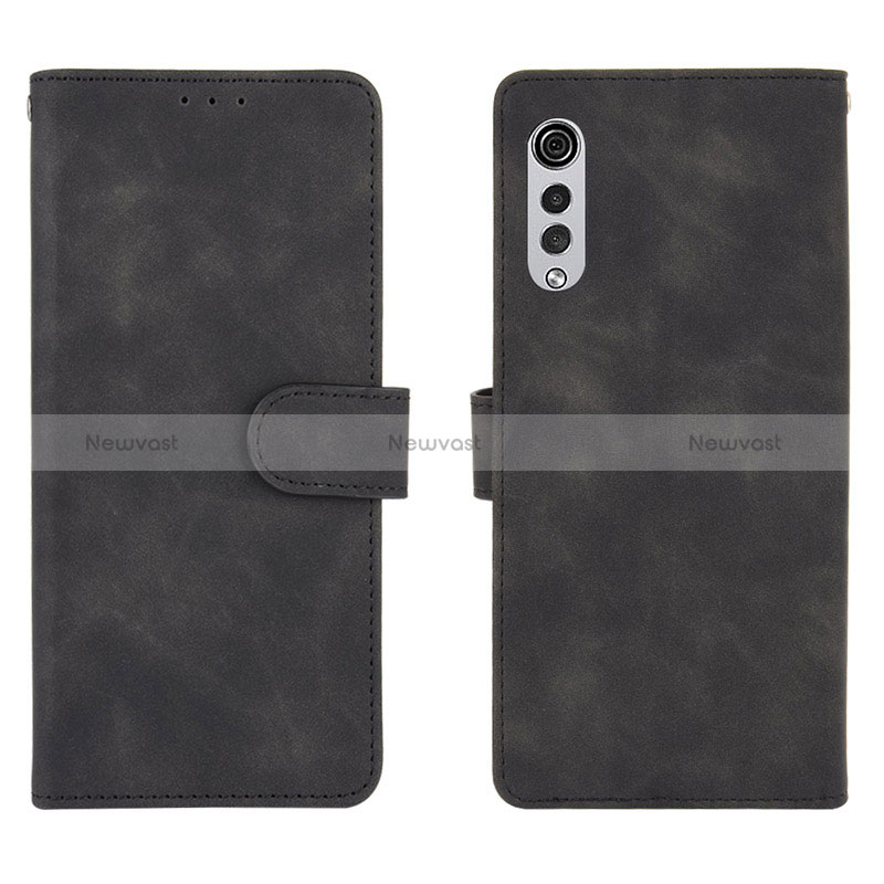 Leather Case Stands Flip Cover Holder L01Z for LG Velvet 4G Black