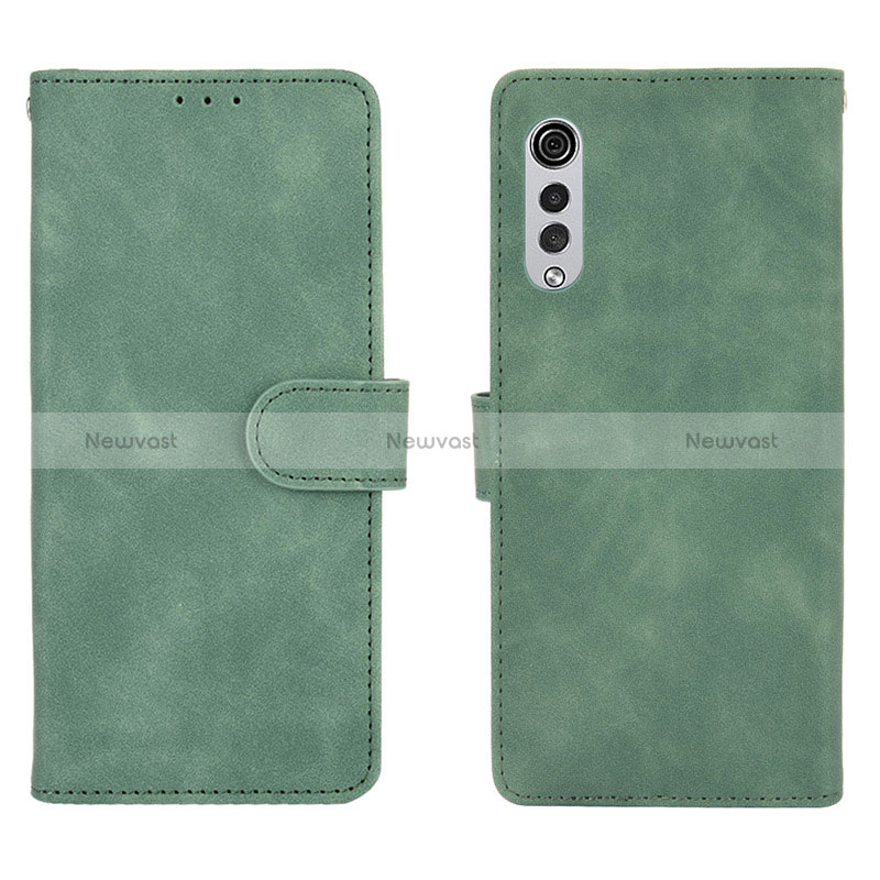 Leather Case Stands Flip Cover Holder L01Z for LG Velvet 4G Green