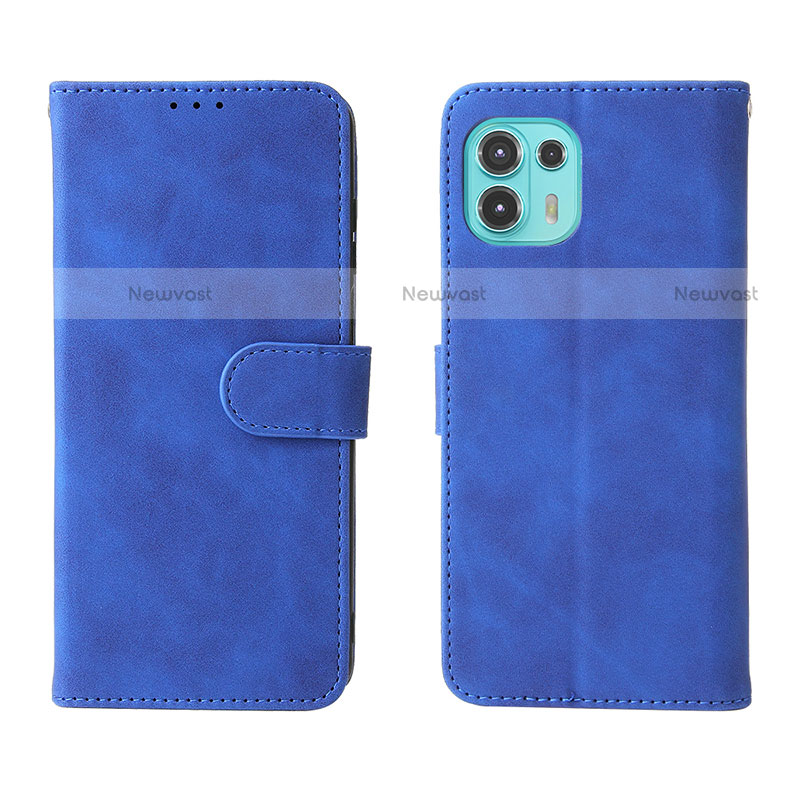 Leather Case Stands Flip Cover Holder L01Z for Motorola Moto Edge 20 Lite 5G Blue