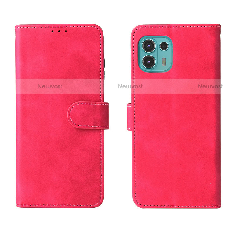 Leather Case Stands Flip Cover Holder L01Z for Motorola Moto Edge 20 Lite 5G Hot Pink