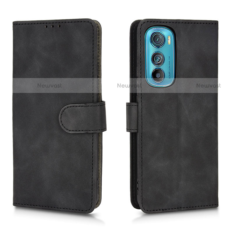 Leather Case Stands Flip Cover Holder L01Z for Motorola Moto Edge 30 5G Black