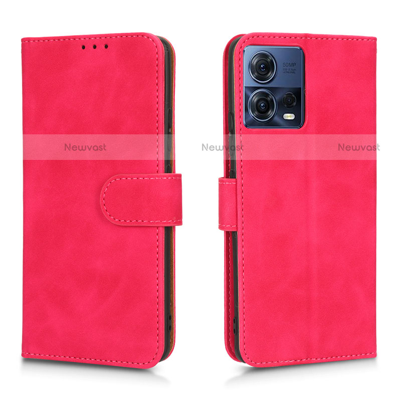 Leather Case Stands Flip Cover Holder L01Z for Motorola Moto Edge 30 Fusion 5G Hot Pink