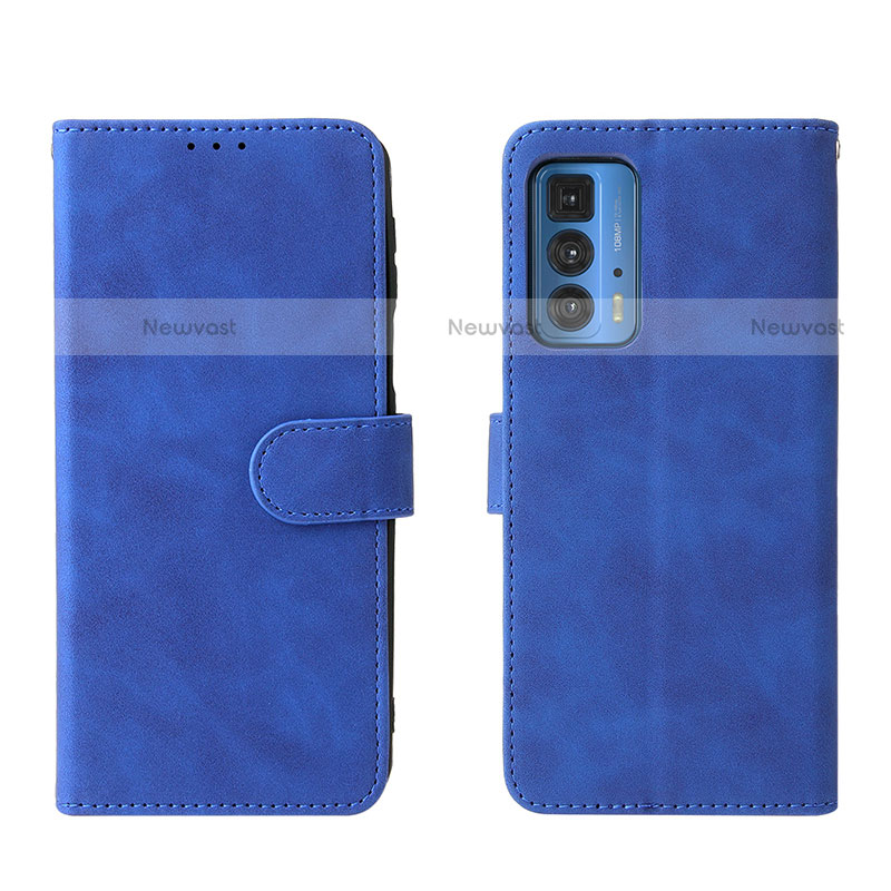 Leather Case Stands Flip Cover Holder L01Z for Motorola Moto Edge S Pro 5G Blue