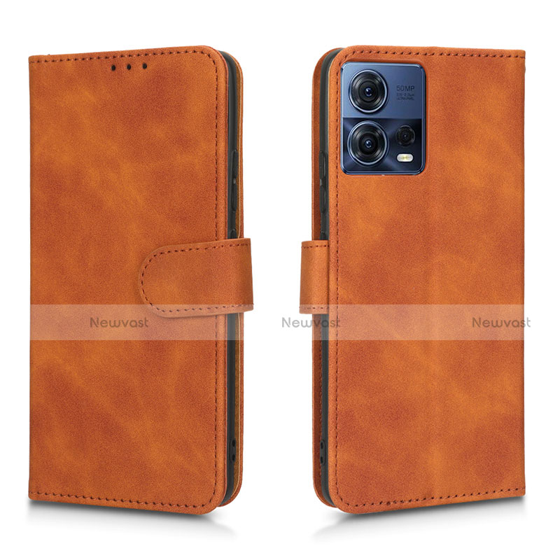 Leather Case Stands Flip Cover Holder L01Z for Motorola Moto Edge S30 Pro 5G Brown