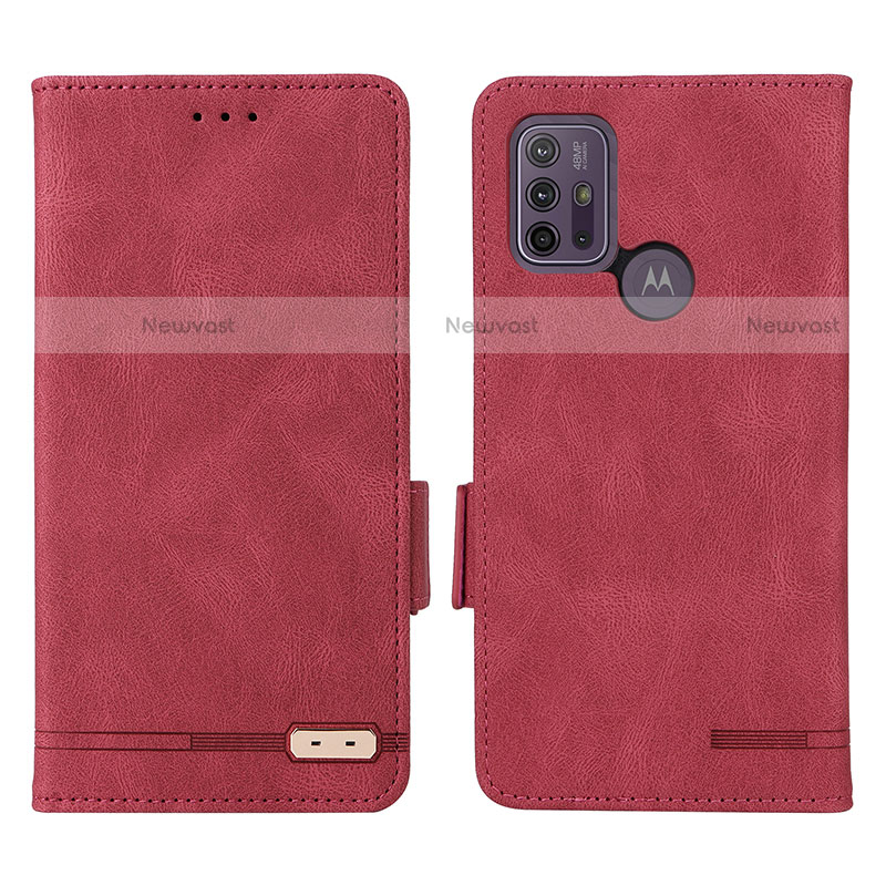 Leather Case Stands Flip Cover Holder L01Z for Motorola Moto G10 Power Red