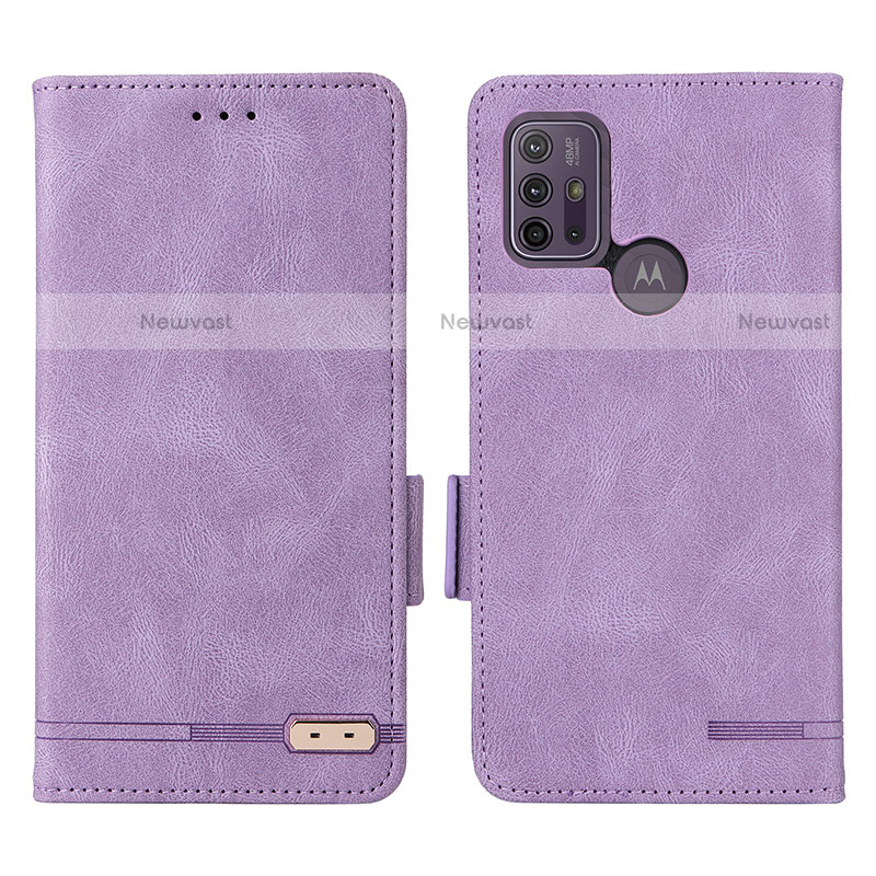 Leather Case Stands Flip Cover Holder L01Z for Motorola Moto G10 Purple